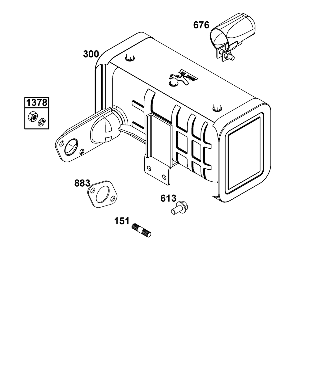 Exhaust Group Diagram and Parts List for 261D02-0003-01 200000 - 399999 Briggs and Stratton Engine